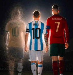 This image highlights three legendary football players, symbolizing excellence, competition, and lasting influence in the sport. It supports the article by representing the achievements and global impact of iconic football careers.