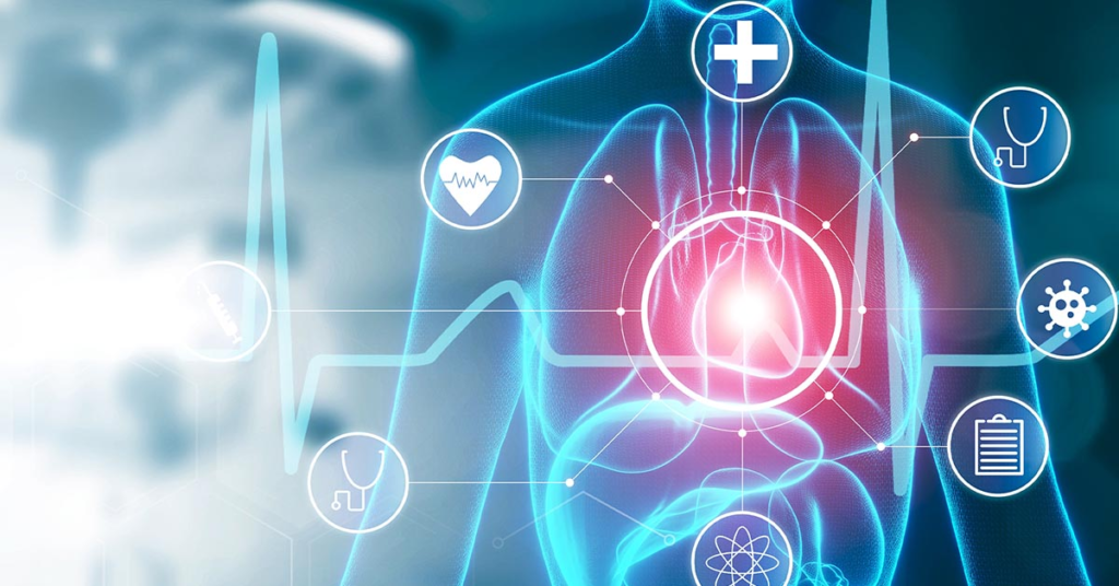 This image represents Longevity Tech and digital healthcare innovation, highlighting advanced health monitoring, heart health technology, medical data, and connected healthcare systems designed to support longer, healthier lives.