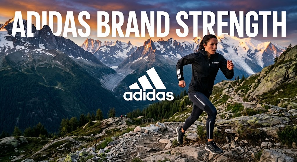The purpose of this advertisement is to strengthen the Adidas brand image by associating it with fitness, adventure, endurance, and an active lifestyle. The mountain setting and runner communicate that Adidas products are designed to support people who challenge themselves and stay active.