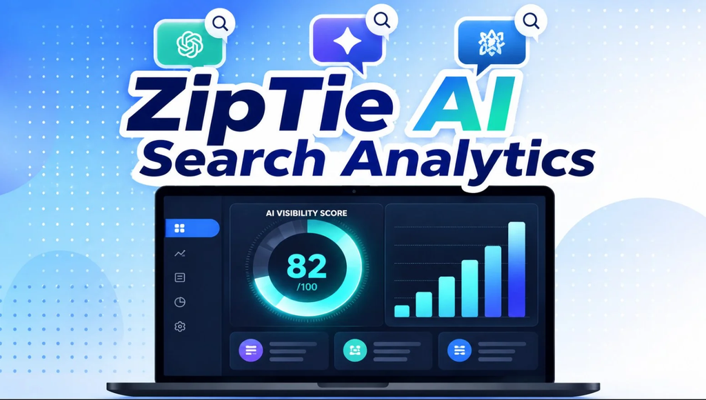 This image represents AI-powered search analytics and digital visibility tracking. It illustrates how AI tools can analyze search performance, monitor visibility scores, track growth metrics, and provide insights through dashboards and data visualization.